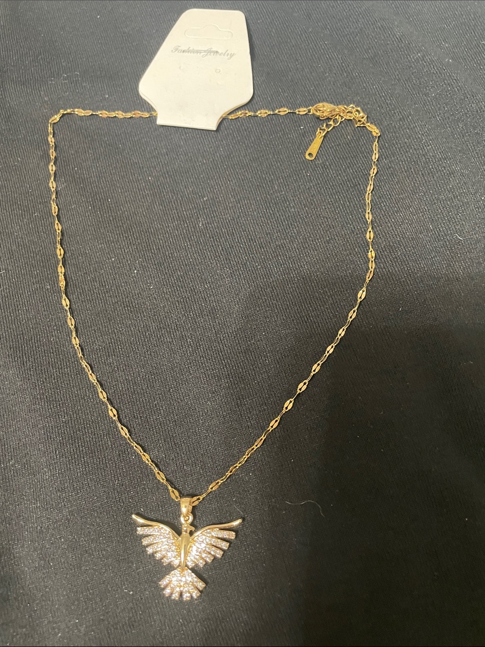 Gold-tone Crystal Eagle Pendant Necklace - Women Jewelry